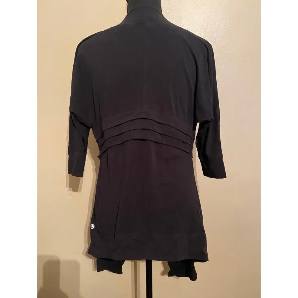 Lululemon 3/4 Sleeves Black Cardigan size 6 sweater womens